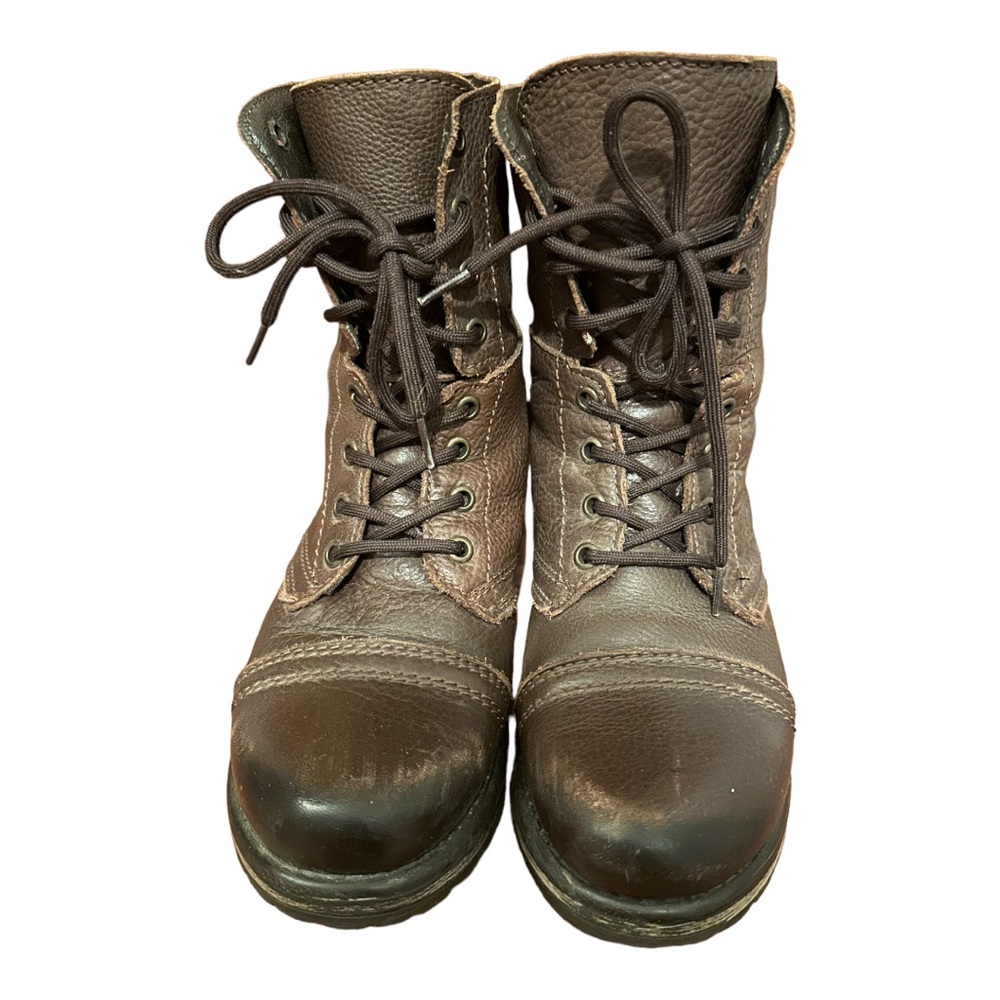 Steve Madden Brown Zip Up Combat Boots Size 8 1/2
